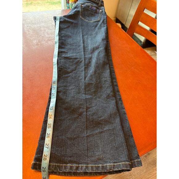 Cos Jeans 8P Bootcut Dark Wash Rhinestone Pocket Denim Y2K Bling - Picture 3 of 8